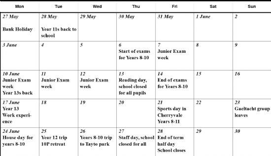 June Activities Yrs 8-10